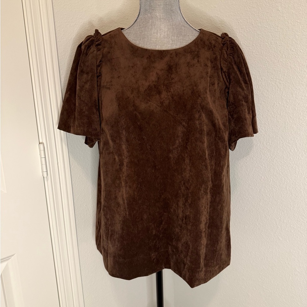 Crown & Ivy Women's Puff Sleeve Corded Top | L - Picture 4 of 11